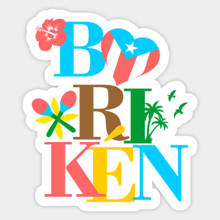 Puerto Rico Boriken Flag Caribbean Antilles Symbols Sticker